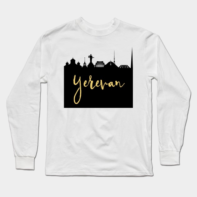 YEREVAN ARMENIA DESIGNER SILHOUETTE SKYLINE ART Long Sleeve T-Shirt by deificusArt